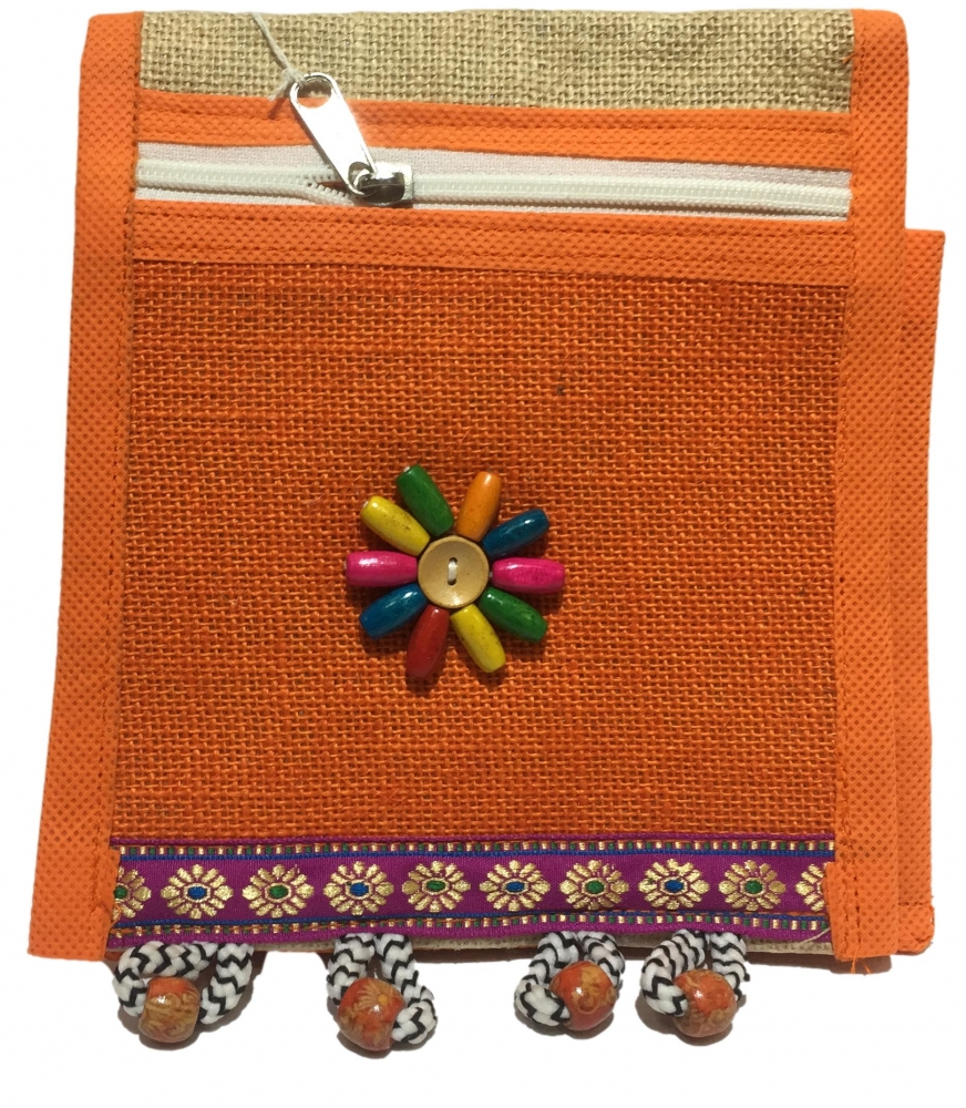 Floral Embellished Jute Coin Purse in Tan from Java - God's Grace in Tan |  NOVICA