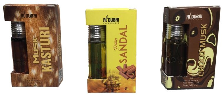 Al Dubai Alcohol Free Roll On Flavours Choco Musk / Pure Sandal / Musk Kasturi 6 ml 