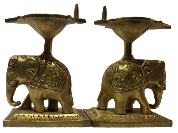 Brass Antique Elephant Agal Vilaku Pooja Decorative Deep Single piece with single flame size 5 inch