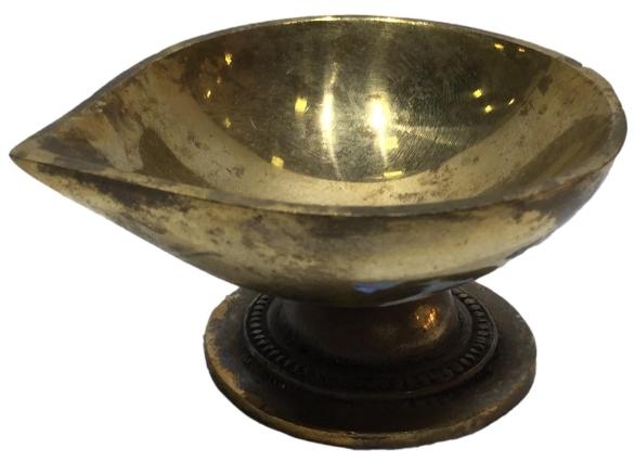 Brass Agal Diya with heavy weight stand  4 inch Dia