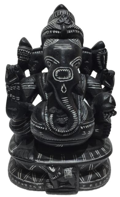 Black Stone Valampuri Ganesh Idol or Maakkal Pillaiyar Silai Size 4.5 & 6 Inches