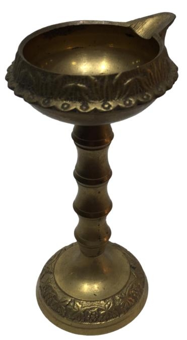 Golden Brass Kuber Deepam  Stand with Round Base 2.5 inches Dia 