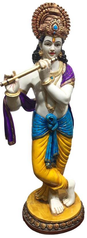 Sri Krishna playing Bansuri / Flute Multi colour Marble Dust Washable Figurine 2 Ft