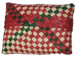 Traditional Red Palm Leaf Pooja Pouch or Panai Olai Petti or Thiruman Box size 5 x 6.5 inch 