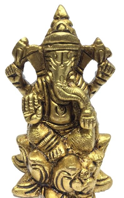 Brass Ganesh Sitting On Lotus