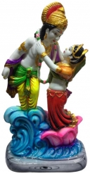 Dancing Radha Krishna Multicolour Marble Dust Figurine Decorative  Showpiece Gift size 14.5 inch
