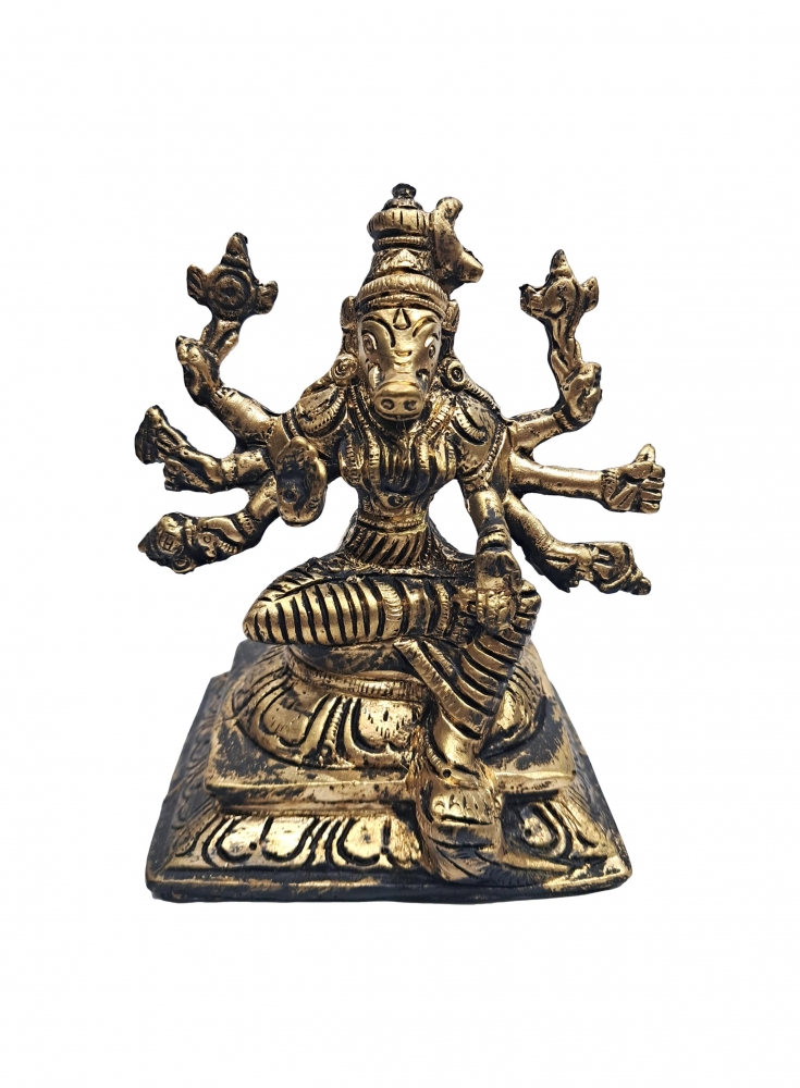 Ashta Bhuja Varahi Amman Brass Antique Figurine 4.5 Inch