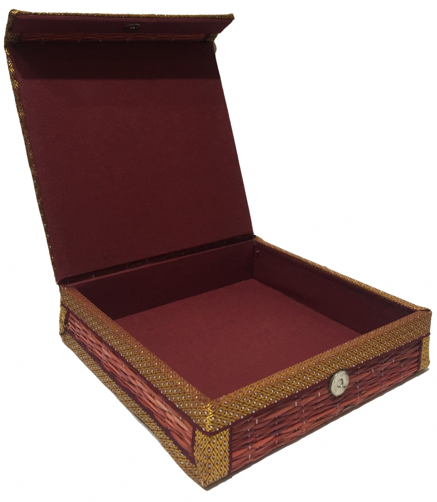 Kora Decorative Handcraft Box / Natural Fibre Kora Dabba  3 x 8.5 inch