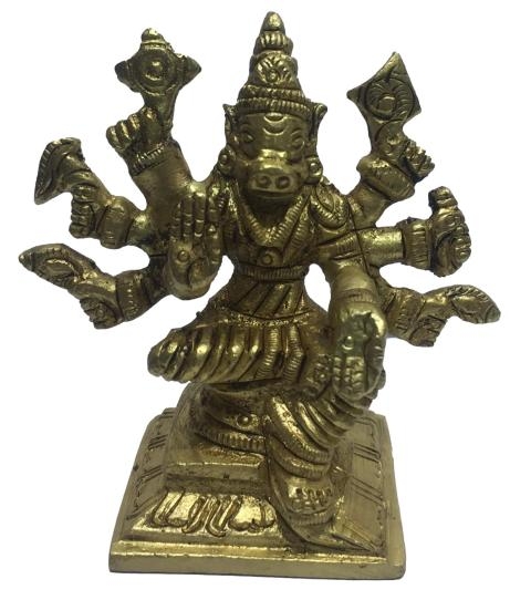 Ashta Bhuja Varahi Amman Brass Antique Figurine 2.25 Inch