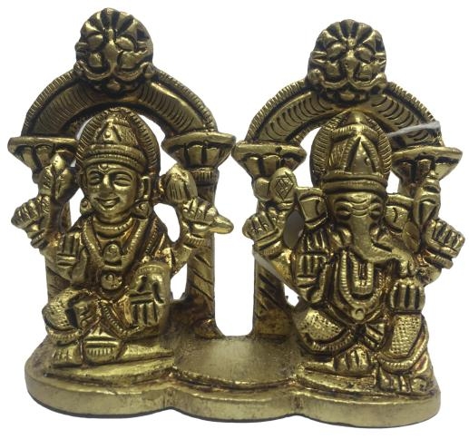 Brass Arched Lakshmi And Ganesh In One Dias