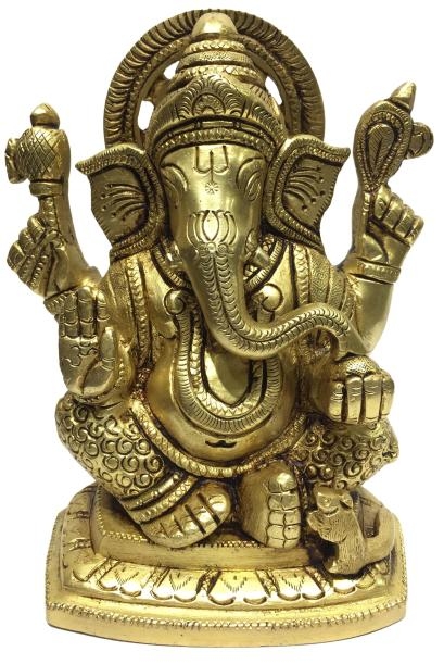 Prabhai Ganesh Sitting Brass Antique Pooja Decorative Figurine weight 1 KG