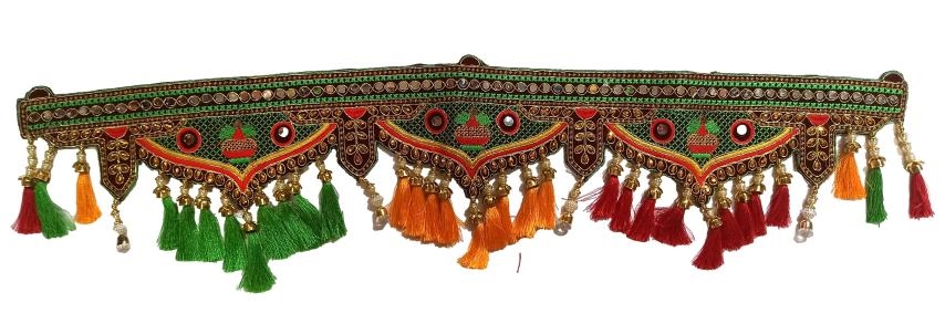 Multicolour Kalash Arch Designer Lace Satin thread Hanging Home Decorative Velvet Thoran size 3 Ft