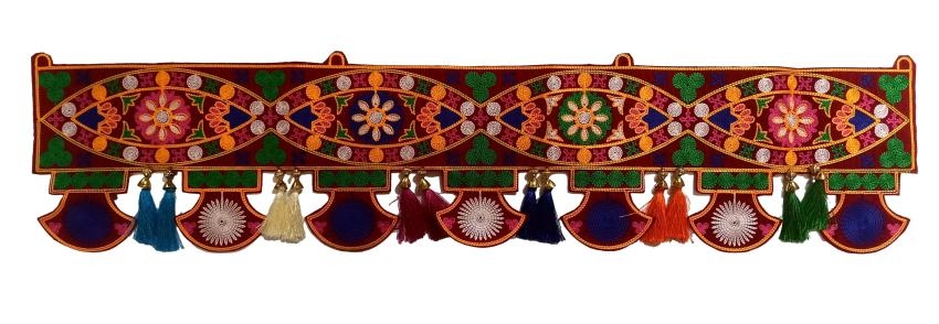 Multicolour Velvet Leaf Rangoli Design Satin Silk thread Hanging Home Decorative Thoran size 3 Ft