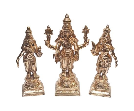 Sridevi Bhudevi Srinivasa Perumal Panchaloga Set Pooja Decorative Figurine size 5 Inch 