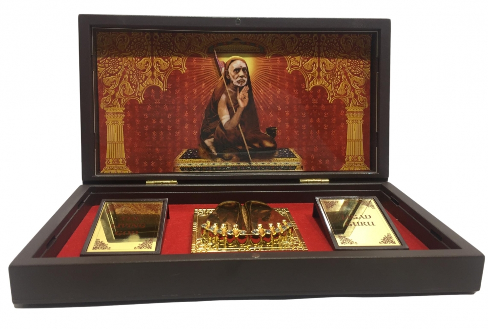 Mahaperiyava Gold plated Padham Secret Jewel Box Corporate Gift 21 x 11 cm