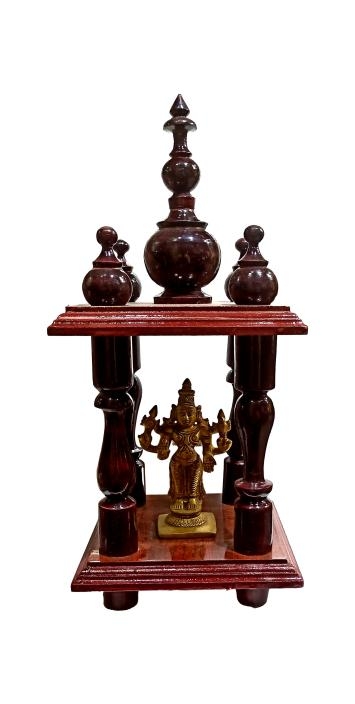 South Indian Temple Design Dark Brown Wooden finish Home Pooja Mandap Ghar Mandir 14 & 18 inch