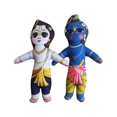 Multicolour Sri Bal Ram & Krishna - Kannaiah Davu Ji Soft Dolls Size 7.5 inch