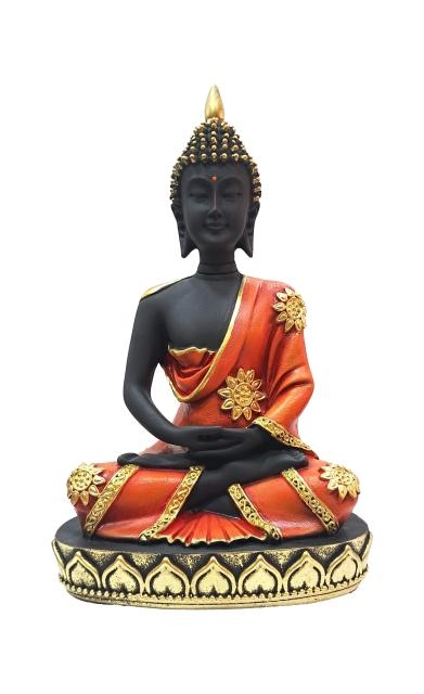 Meditating Orange dressed Buddha on Padmaasana Gypsm Decorative Showpiece Figurine 11 inch