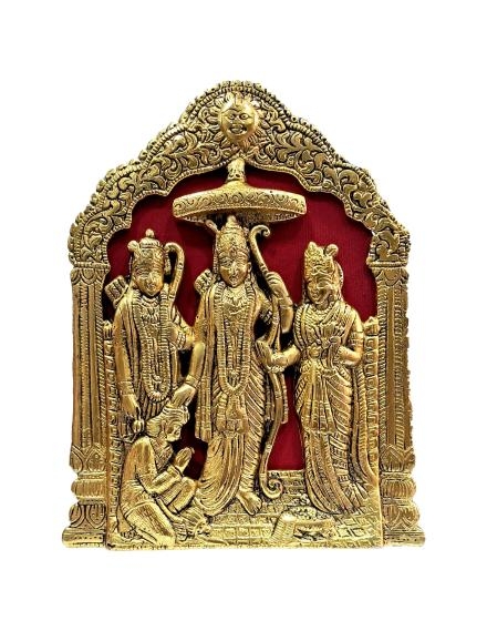 Suryavamshi Sri Ram Darbar with Sita Devi Lakshman Hanuman Gold Plated Table Decorative Showpiece size 8.5 x 6 inch
