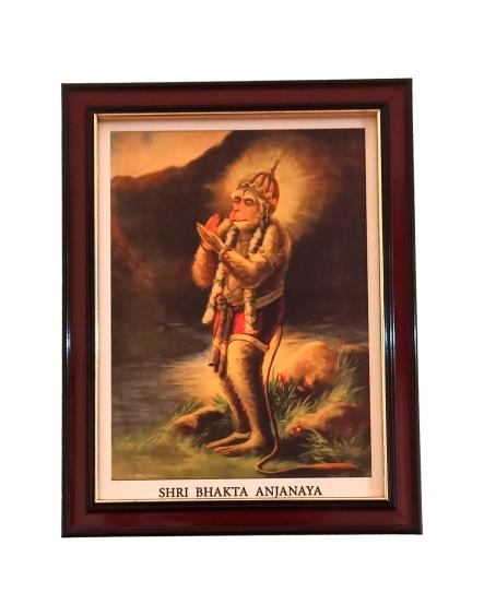 Sri Ram Bhaktha Hanuman Antique Photo Frame Wall Art - A4 Size 12 x 9 inch 