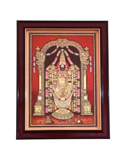 Tirupathi Srinivasar Moolavar Perumal Tanjore Style Paint Photo Frame Wall Art - A4 Size 12 x 9 inch 