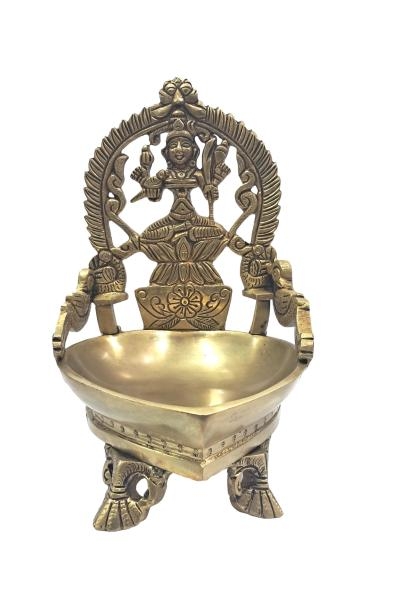 Golden Brass Kanchi Kamakshi Vilakku on 3 Legs Stand / Kamatchi Diya / Pooja Deepak Size 7 & 9 inch