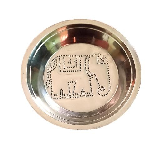 SS Yanai Haathi Design Kolam Plate / Elephant Rangoli Making Stencil Kit size 4.5 inch Dia 
