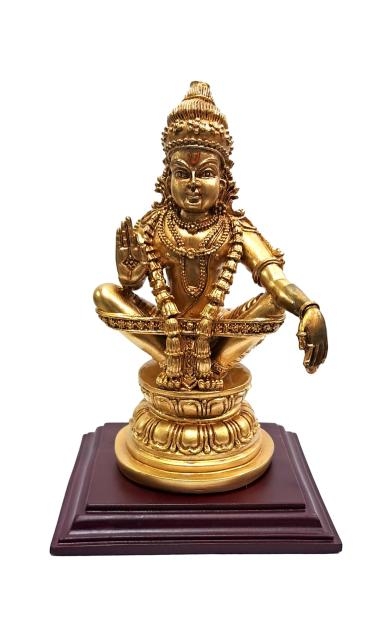 Swami Ayyapan Golden Fibre Figurine Pooja Decorative Showpiece size 7 Inch