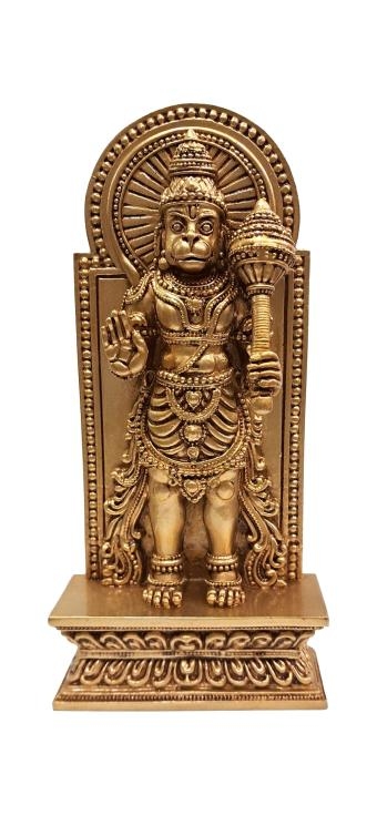Standing Abhaya Hastha Gadhai Hanuman Fibre Figurine Pooja Decorative Showpiece Size 9 inch