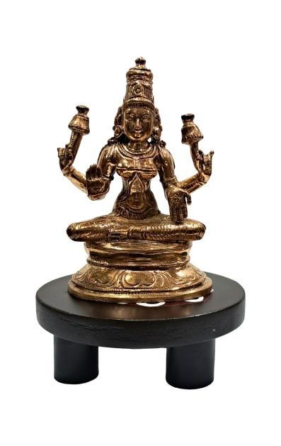Panchaloha Goddess Sri Mahalakshmi Sitting Prathima Pooja Decorative Figurine size 4 Inch