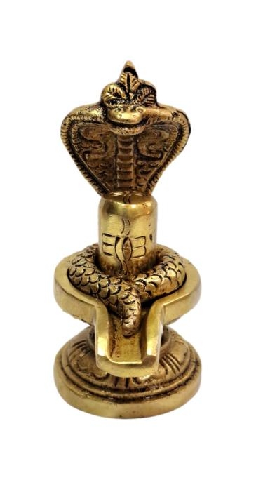 Brass Naga Kudai Shiva Lingam or Linga under Naga Peedam 3.5 inch
