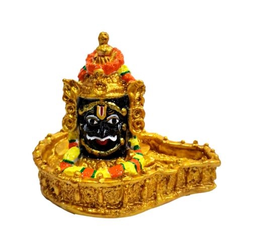 Golden Mahakaleshwar Jyotirlinga Fibre Figurine Pooja Decorative Showpiece size 4 inch