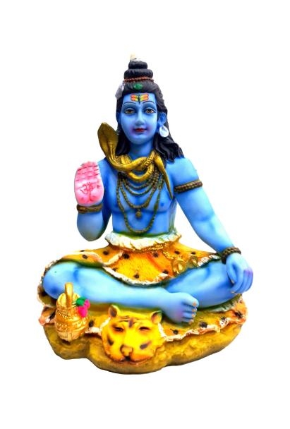 Blue Yogi Mahadev Shiv Bagwan Marble Dust Figurine 8.5 inch