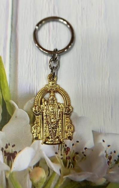 Golden Peacock Arch Murugan Metal Key Chain