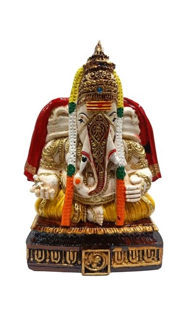 Pillayarpatti Ganesh Multicolour Marble Dust Idol Pooja Ghar Decorative Showpiece 5.5 Inch